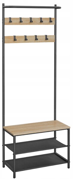Perete de hol metalic LOFT 180 cm, negru/dub sonoma