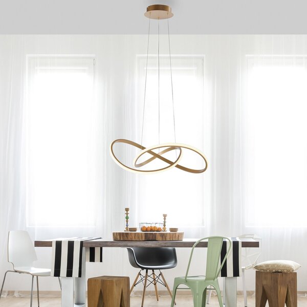 JUST LIGHT. GmbH Lampă suspendată LED Maria, dimabil, alamă, reglabil, Auriu / Alamă, dormitor, Aluminiu, Modern