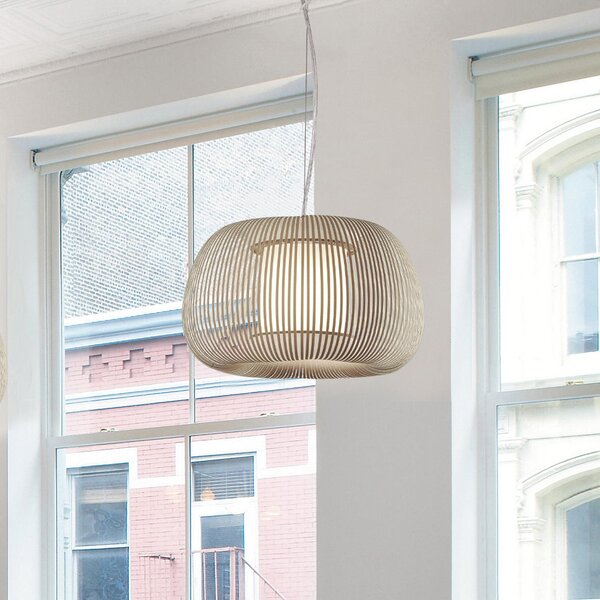 ACB ILUMINACIÓN Lampă suspendată Mirta, abajur din strasuri acrilice, gri, Ø 38 cm, reglabil, Bej, Camera de zi / sufragerie, Plastic, Modern