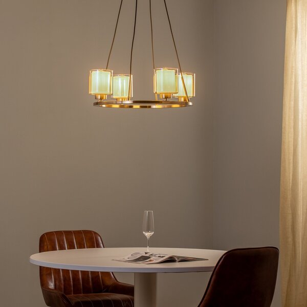 Lucea Candelabru Ressa Ø 59 cm alamă antică, 4 becuri, reglabil, Bronz / Alamă Veche, Camera de zi / sufragerie