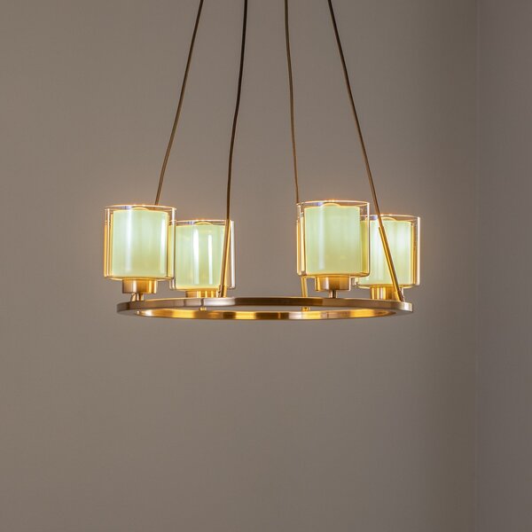 Lucea Candelabru Ressa Ø 59 cm alamă antică, 4 becuri, reglabil, Bronz / Alamă Veche, Camera de zi / sufragerie
