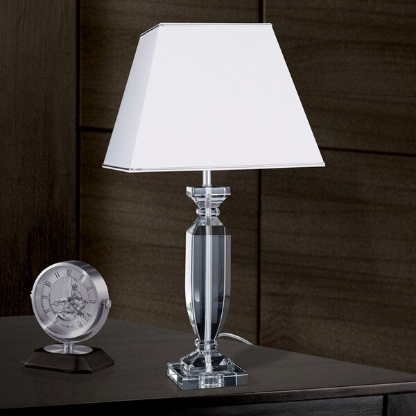 ORION Lampă de masă Pokal cu cristal crom/alb, Alb, Camera de zi / sufragerie, Cristal