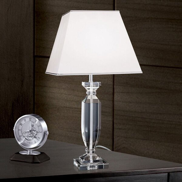 ORION Lampă de masă Pokal cu cristal crom/alb, Alb, Camera de zi / sufragerie, Cristal