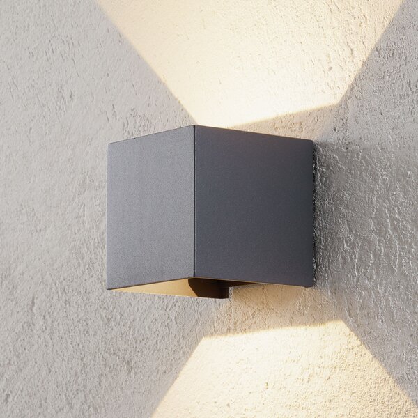ORION Lampă LED pentru exterior Cube, antracit, metal, 10 cm, sus/jos, Gri, Metal, Modern, Priză de perete sus / jos