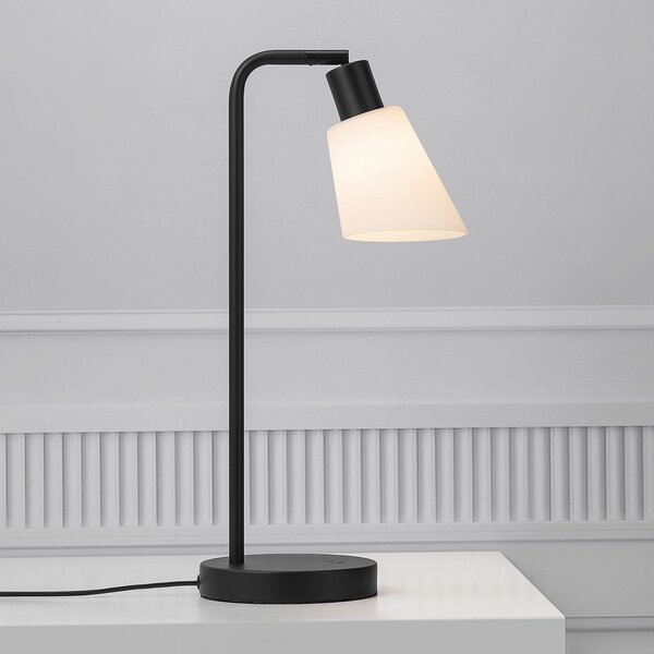 Nordlux Lampa de masă Molli, înălțime 46 cm, negru, sticlă/metal, Negru, dormitor, Metal, Modern