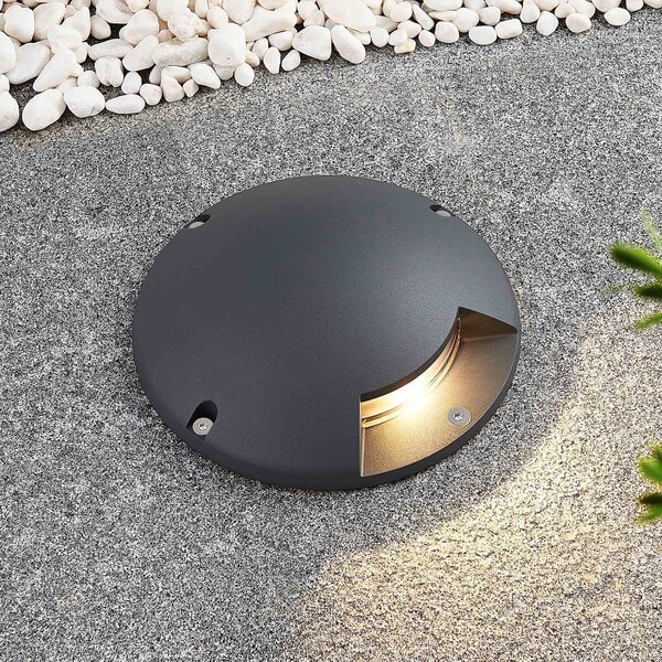 Lindby LED spot de podea Cormac, 1 bec, Ø 21 cm, IP67, Negru, Aluminiu, Modern
