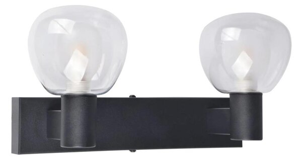 Aplica de perete pentru baie POLA 2xG9/5W/230V IP44 negru/sticlă transparentă
