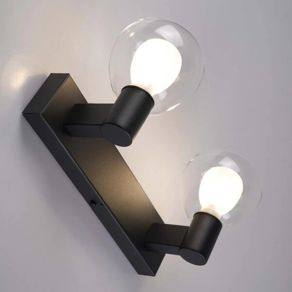 Aplica de perete pentru baie POLA 2xG9/5W/230V IP44 negru/sticlă transparentă