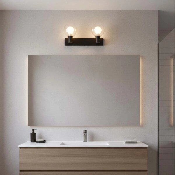 Aplica de perete pentru baie POLA 2xG9/5W/230V IP44 negru/sticlă transparentă