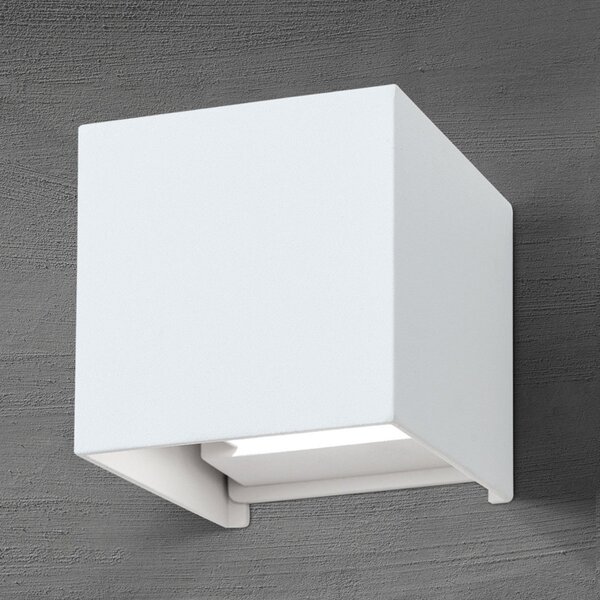 ORION Lumină LED pentru perete exterior Cube, alb, metal, 10 cm, sus/jos, Alb, Metal, Modern, Priză de perete sus / jos
