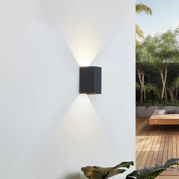 Lucande Aplică de perete LED Kimian, înălțime 17 cm, antracit, IP54, Negru, Metal, Modern