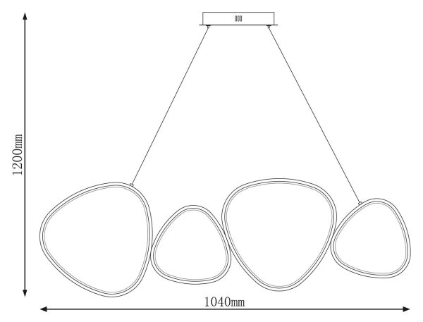 Candelabru suspendat cu cablu LED PETRA, 48W, 230V, 4000K, negru