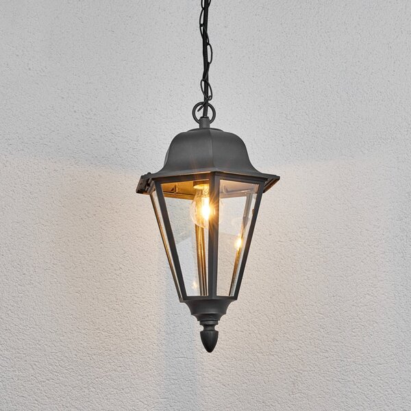 Lindby Edana lampă suspendată de exterior, 40 cm, antracit, E27, IP44, reglabil, Negru, Metal, Modern