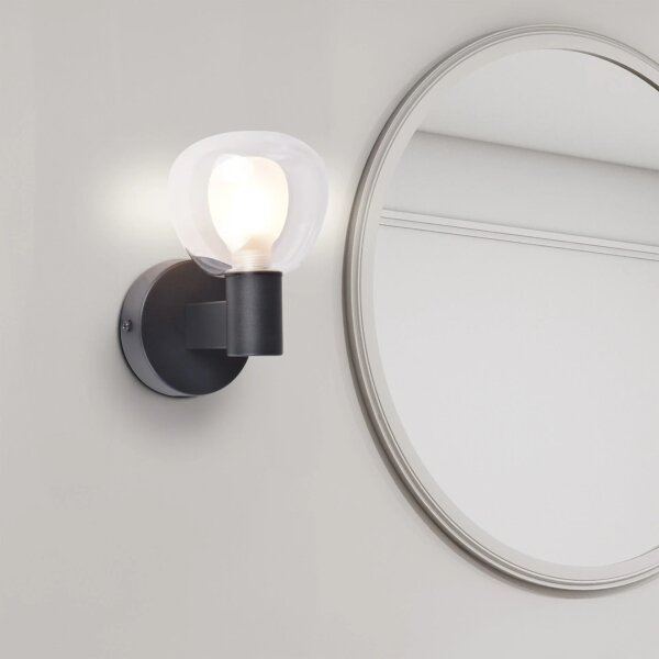 Aplica de perete pentru baie POLA, 1x G9, 5W, 230V, IP44, negru/transparent