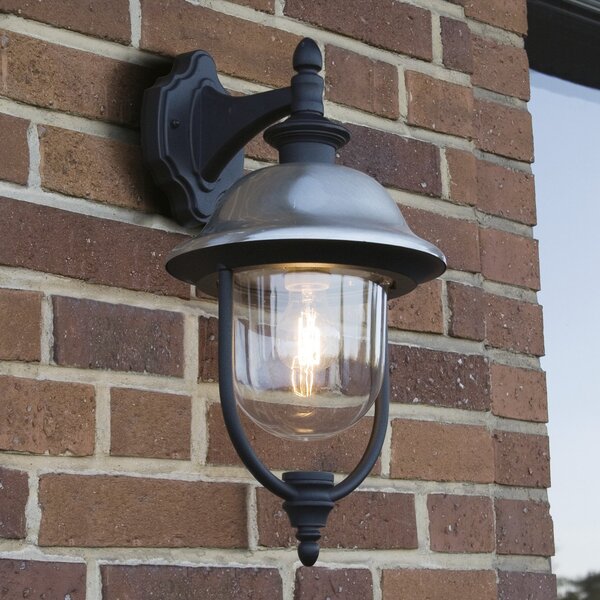 Konstsmide Aplică de exterior Parma, metal, soclu jos, E27, IP43, reglabil, Negru, Plastic, Casă de țară / Rustic