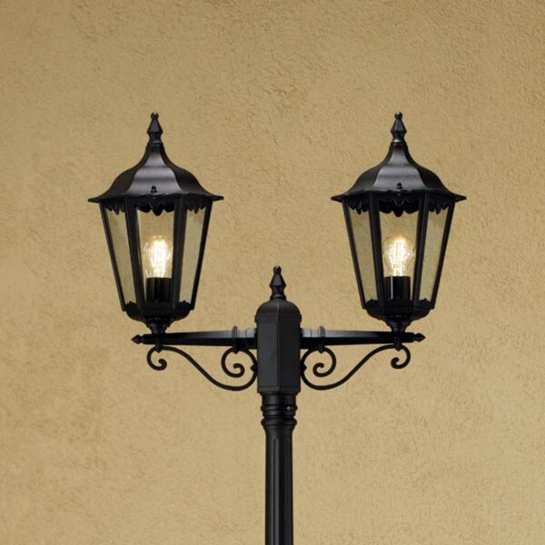 Konstsmide Lampadar Firenze, 2 flux, negru, Negru, Metal, Casă de țară / Rustic