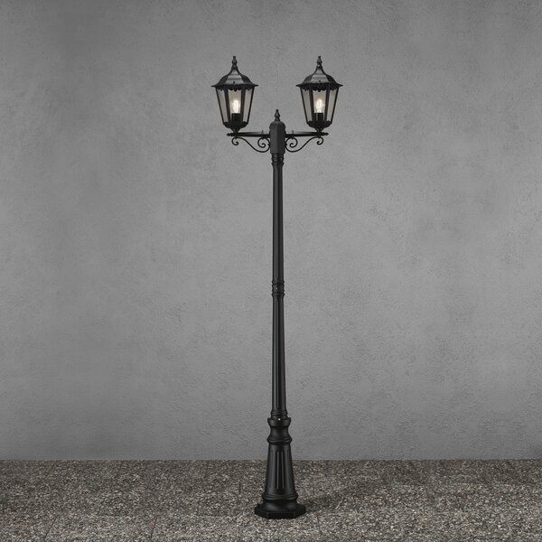 Konstsmide Lampadar Firenze, 2 flux, negru, Negru, Metal, Casă de țară / Rustic