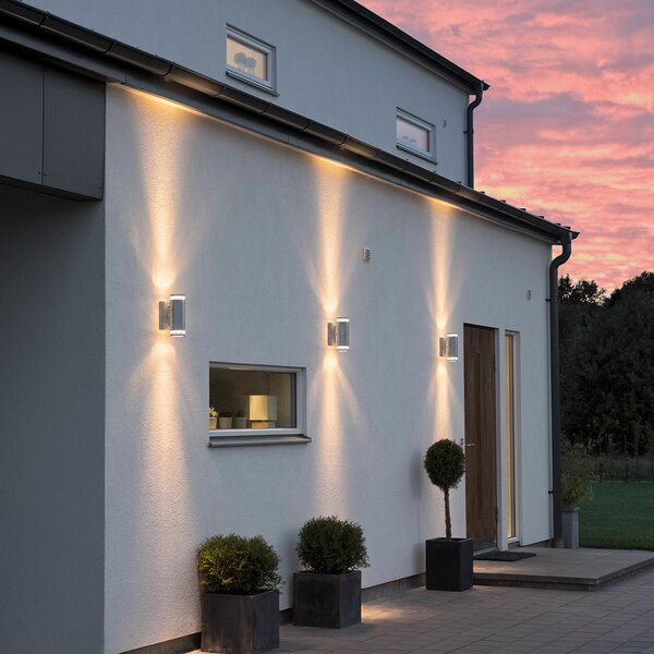 Konstsmide Aplică de exterior Modena 2 fl, gri, reglabil, Gri, Metal, Modern