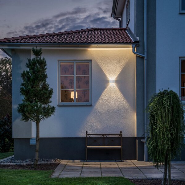 Konstsmide Aplică LED de exterior Chieri, alb, 6 fluxuri, Alb, Metal, Modern, Perete unghiular