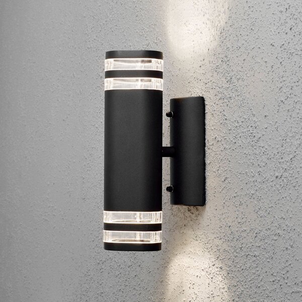 Konstsmide Aplică de exterior Modena, două fluxuri, negru, reglabil, Negru, Metal, Modern