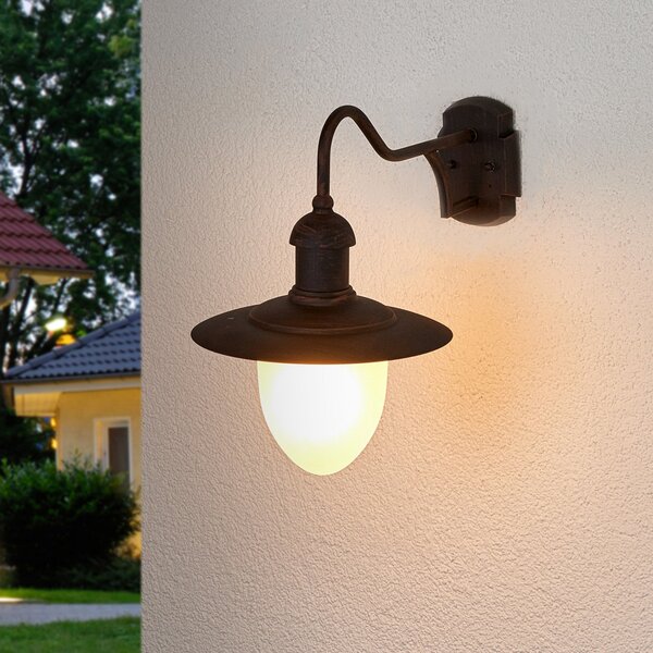 Lucide Aplică de exterior Aruba, Ø 25 cm, maro ruginiu, reglabil, Maro / Rugină, Metal, Casă de țară / Rustic