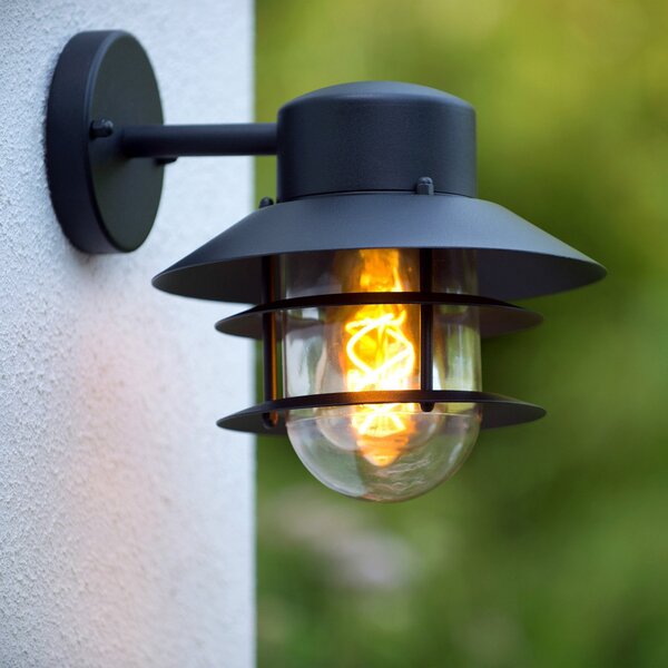 Lucide Aplică de exterior Zico, negru, reglabil, Negru, Metal, Modern