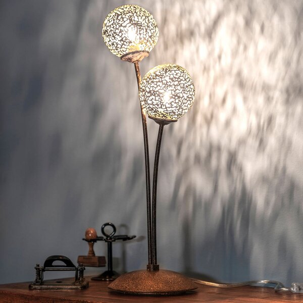 Paul Neuhaus Greta lampă de masă, rugină / aur, metal, 2 becuri, G9, Maro / Rugină, Camera de zi / sufragerie, Metal, Modern, glob