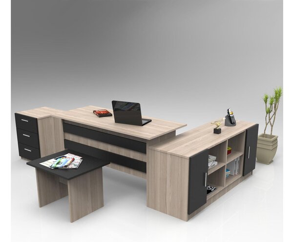 Set mobilier birou Vincent 13 (stejar + negru). 1107159