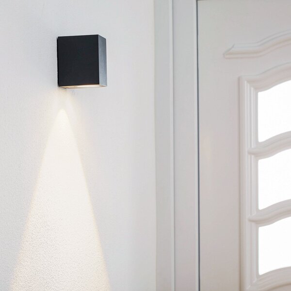 Lucande LED lampă de perete pentru exterior Tavi, antracit, 9,5 cm, IP54, Negru, Metal, Modern