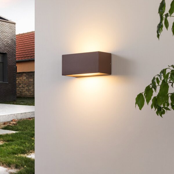 Lucande Lampa de exterior Bente, culoare ruginie, lățime 25 cm, IP54, reglabil, Maro / Rugină, Metal, Modern