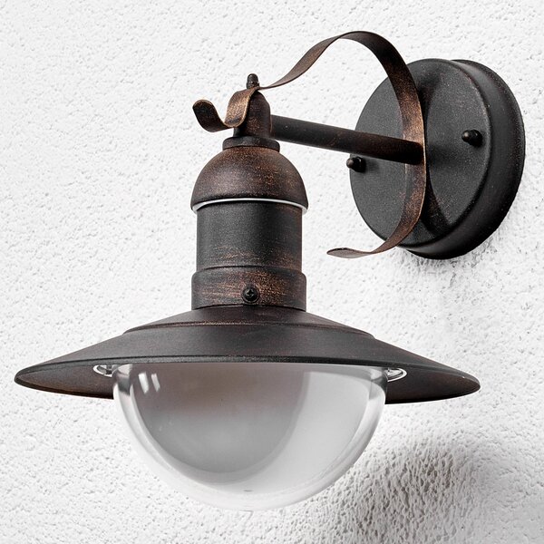Lindby LED lampă de perete în aer liber Clea, lățime 24 cm, metal, Cupru, Metal, Modern