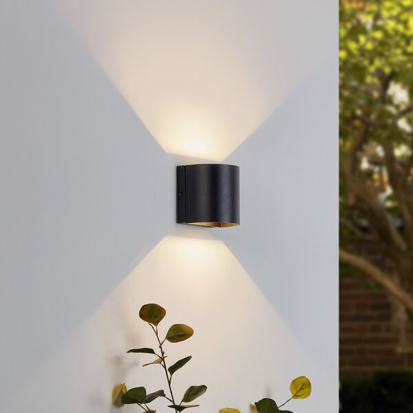 Lindby Gladis aplică LED de exterior, Negru, Metal, Modern