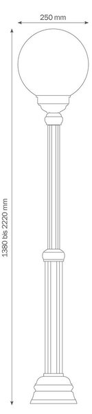 LCD Candelabru 1143, un flux, negru/alb, Negru, Metal, Antichitate, glob