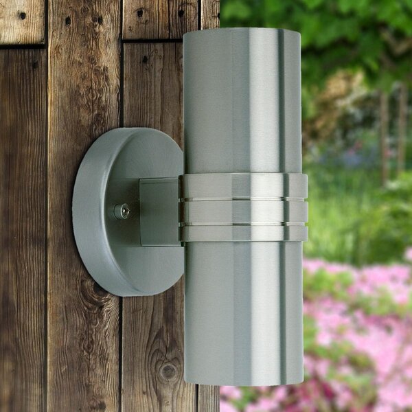 Brilliant Hanni - aplică LED de exterior rezistentă, Metalic, Metal, Modern