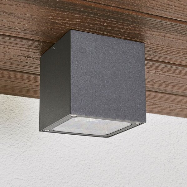 Lucande Plafonieră LED Tanea, 12x12 cm, gri închis, IP54, Gri, Metal, Modern