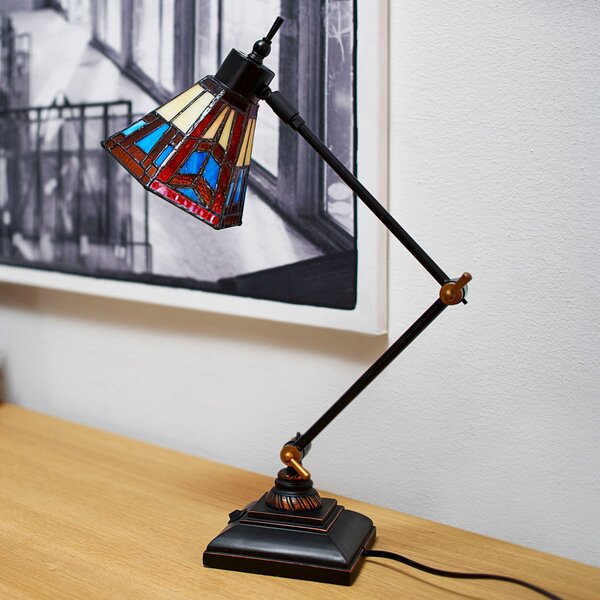 Artistar Lillie lampă de masă, Multicolor, Camera de zi / sufragerie, Piatră, Tiffany
