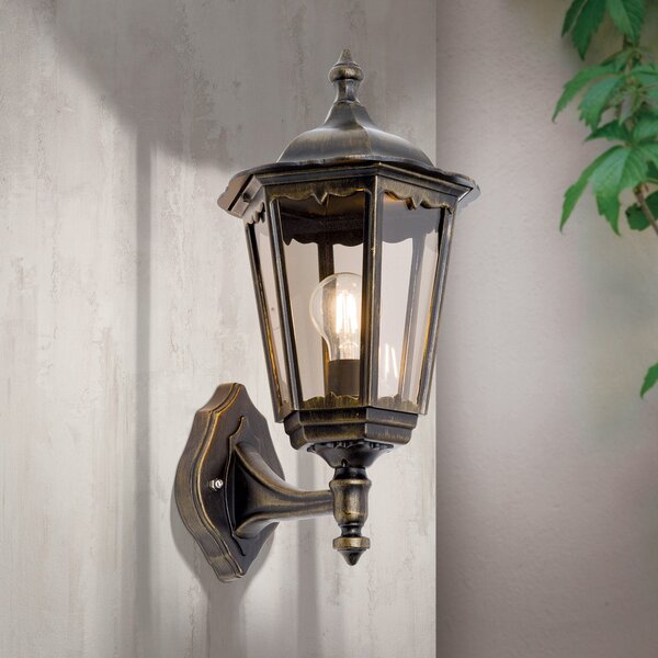 ORION Aplică de exterior Puchberg, negru auriu, reglabil, Negru, Metal, Antichitate