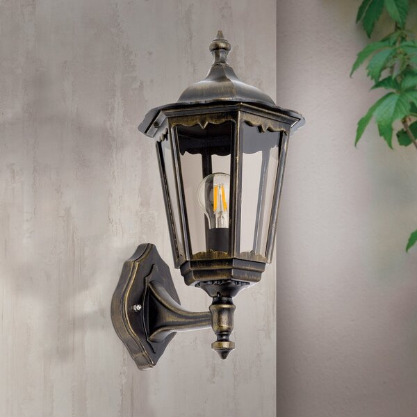 ORION Aplică de exterior Puchberg, negru auriu, reglabil, Negru, Metal, Antichitate