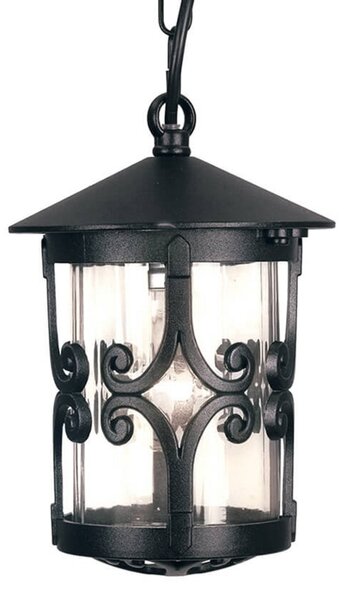 Elstead Lampă suspendată Hereford de exterior, înflorituri, Negru, Metal, Antichitate, Felinar