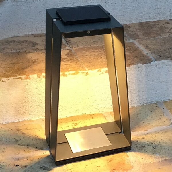 Les Jardins Felinar LED solar Skaal din aluminiu, 40 cm, gri, reglabil, Gri, Metal, Felinar