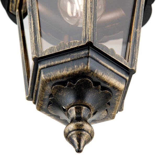 ORION Lampă pendul Puchberg de exterior, negru auriu, reglabil, Negru, Metal, Antichitate