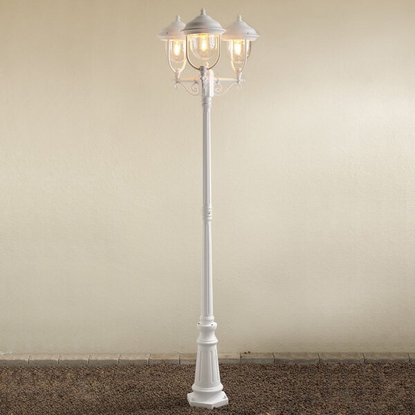 Konstsmide Lampadar Parma 3 fluxuri, alb, reglabil, Alb, Metal, Casă de țară / Rustic