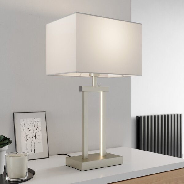 Lindby lampă de masă Sigurd, alb, țesătură, înălțime 54cm, E27, reglabil, Metalic, Camera de zi / sufragerie, Țesătură / Textil, Modern