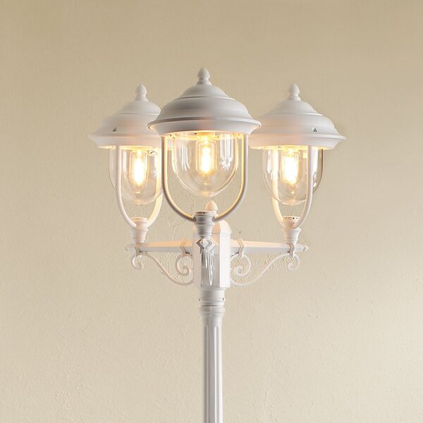 Konstsmide Lampadar Parma 3 fluxuri, alb, reglabil, Alb, Metal, Casă de țară / Rustic