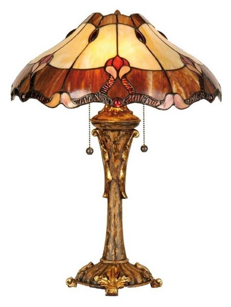Clayre&Eef Lampă de masă Cambria în stil Tiffany, Multicolor, Camera de zi / sufragerie, Plastic, Tiffany
