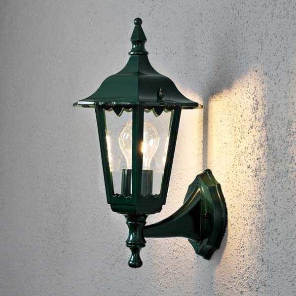 Konstsmide Aplică de exterior Firenze, verde, priză superioară, 36 cm, Verde, Sticlă, Casă de țară / Rustic