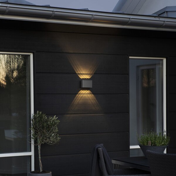 Konstsmide Aplică LED de exterior Chieri, 8 fluxuri, antracit, Gri, Metal, Modern, Perete unghiular