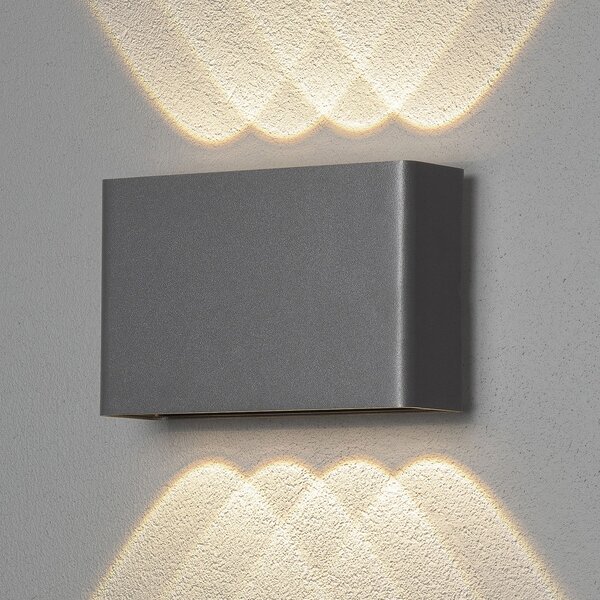Konstsmide Aplică LED de exterior Chieri, 8 fluxuri, antracit, Gri, Metal, Modern, Perete unghiular