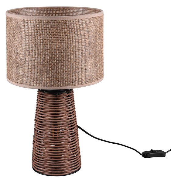 Reality Leuchten Lampă de masă Straw din ratan, Lemn, Camera de zi / sufragerie, Lemn