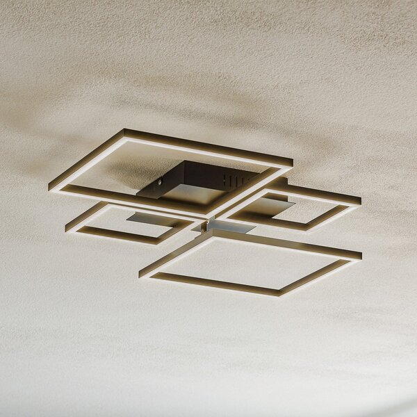 Briloner Plafonieră cu LED Frame, CCT, 4 lumini, negru, reglabil, Negru, Camera de zi / sufragerie, Metal, Modern, Plafon cu flacără multiplă
